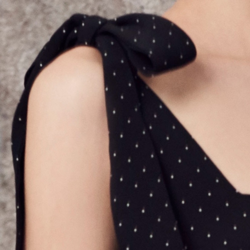 SOLD-Alexis Polka Dot Pauldine Midi dress intermix - Picture 3 of 5